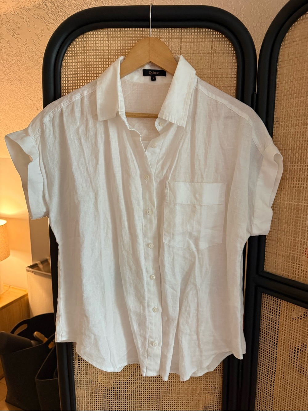 Quince 100% Linen European Camp Short in White Size Small